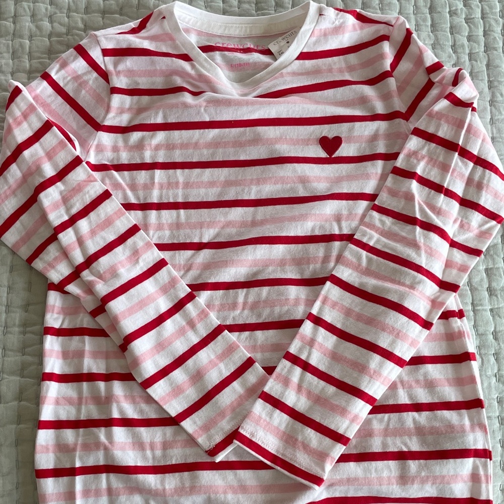 Crewcuts Red and White Striped Long Sleeve Tee